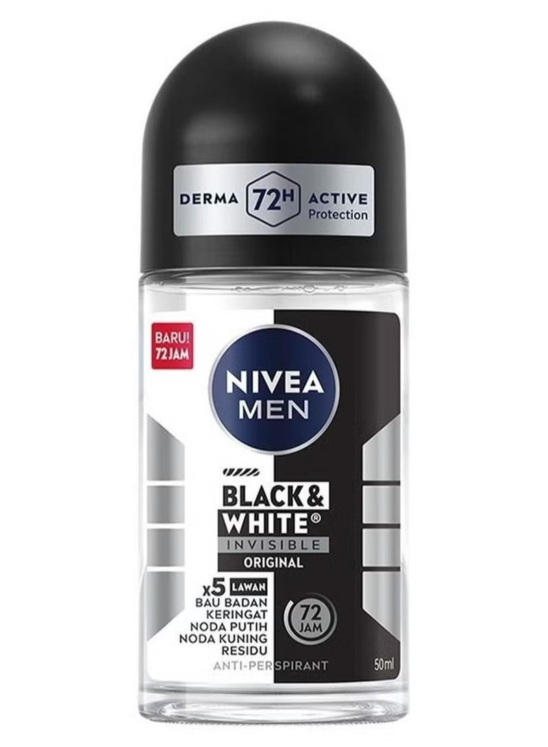 رول اون مضاد للتعرق للرجال من نيفيا، حماية غير مرئية باللونين الأبيض والأسود، 50 مل